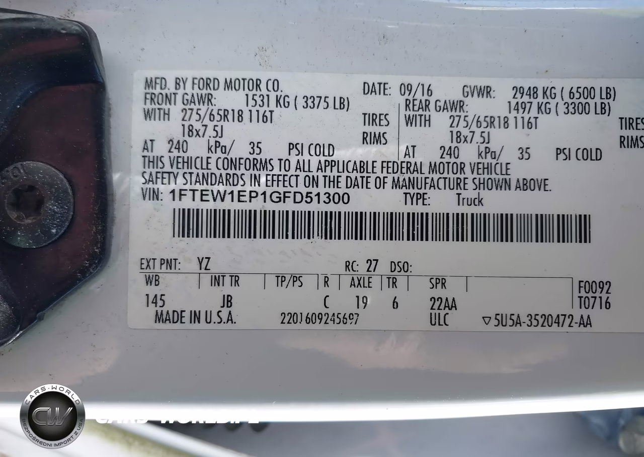 2016 Ford F-150 Xlt VIN:1FTEW1EP1GFD51300 - 9
