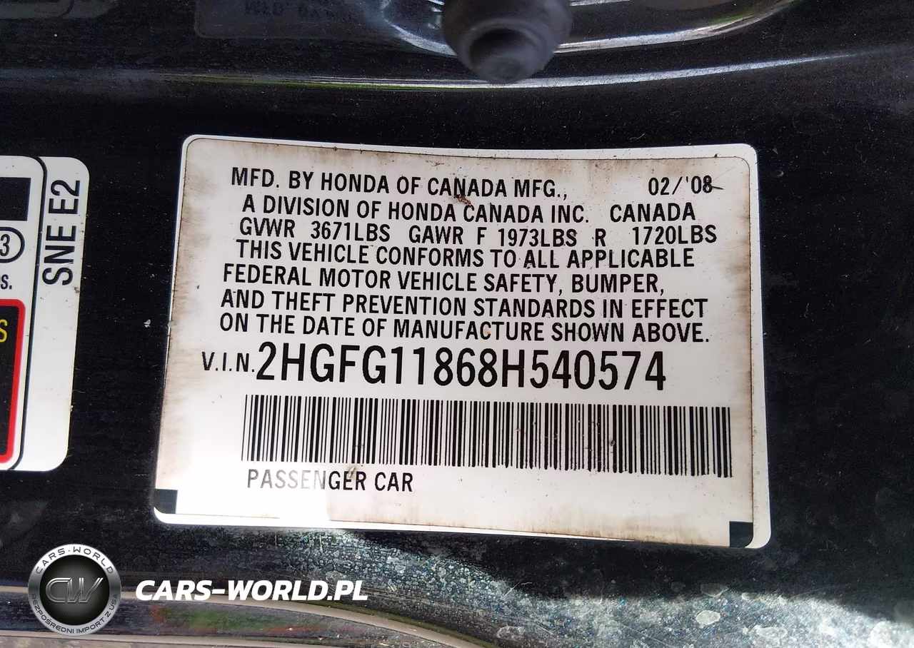2008 Honda Civic Ex VIN:2HGFG11868H540574 - 9
