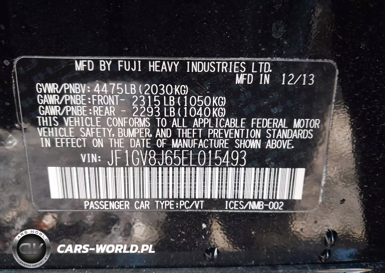 2014 Subaru Impreza Wrx Sti VIN:JF1GV8J65EL015493 - 9