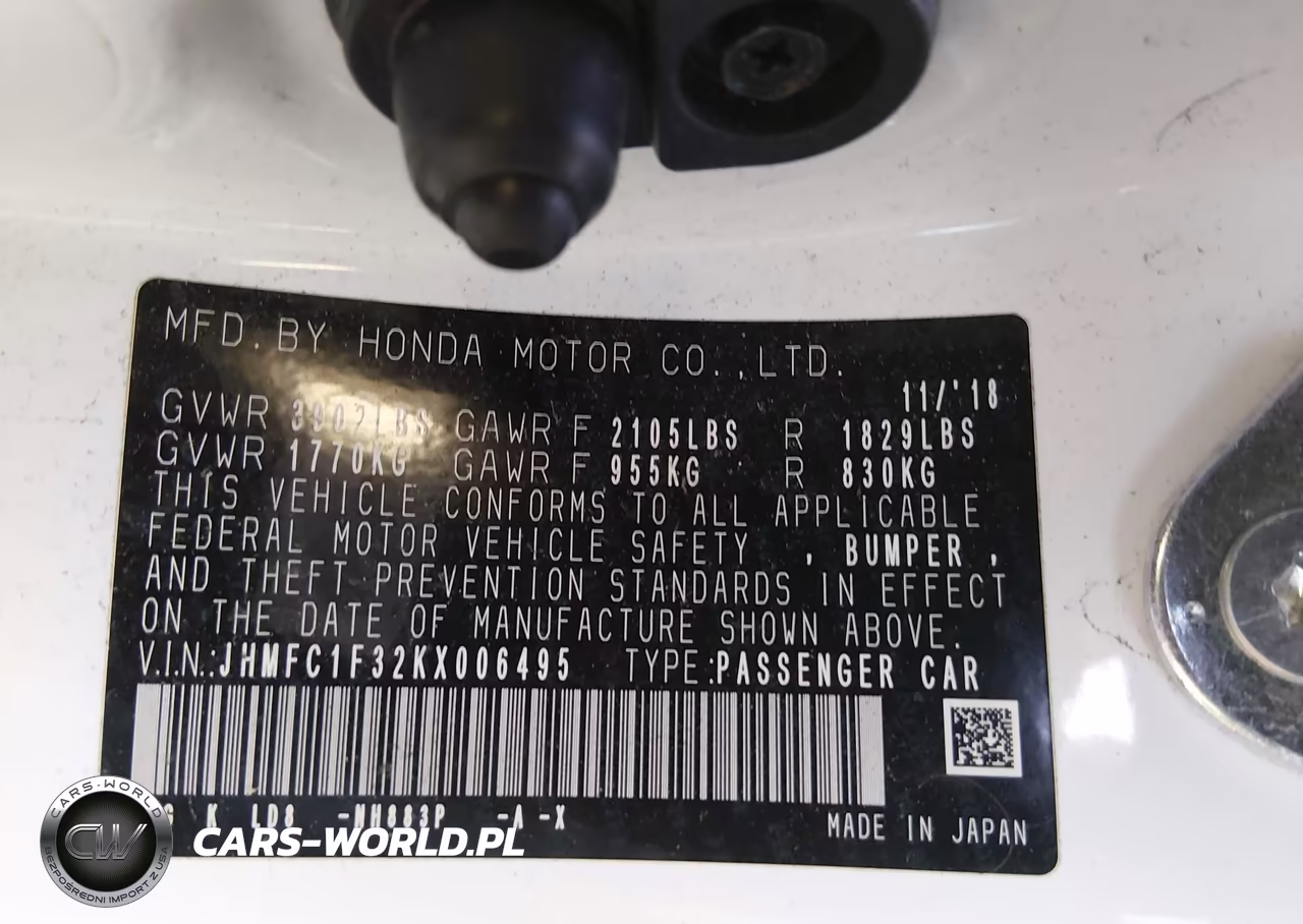 2019 Honda Civic Ex VIN:JHMFC1F32KX006495 - 9