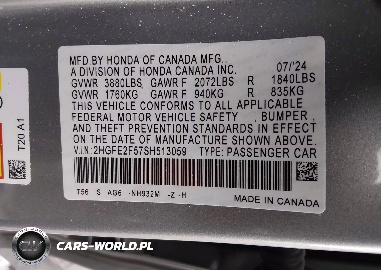 2025 Honda Civic Sport VIN:2HGFE2F57SH513059 - 9