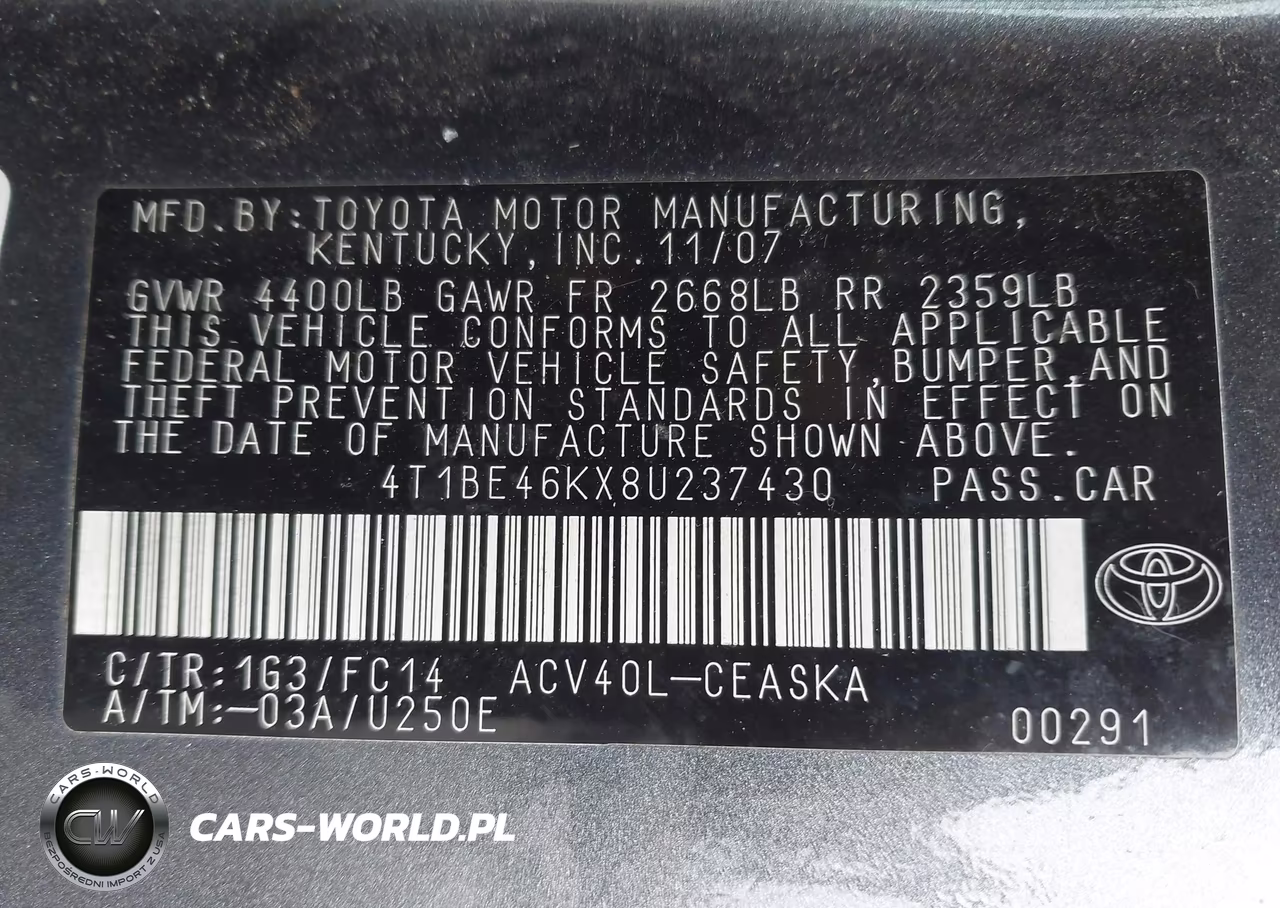 2008 Toyota Camry Se VIN:4T1BE46KX8U237430 - 9