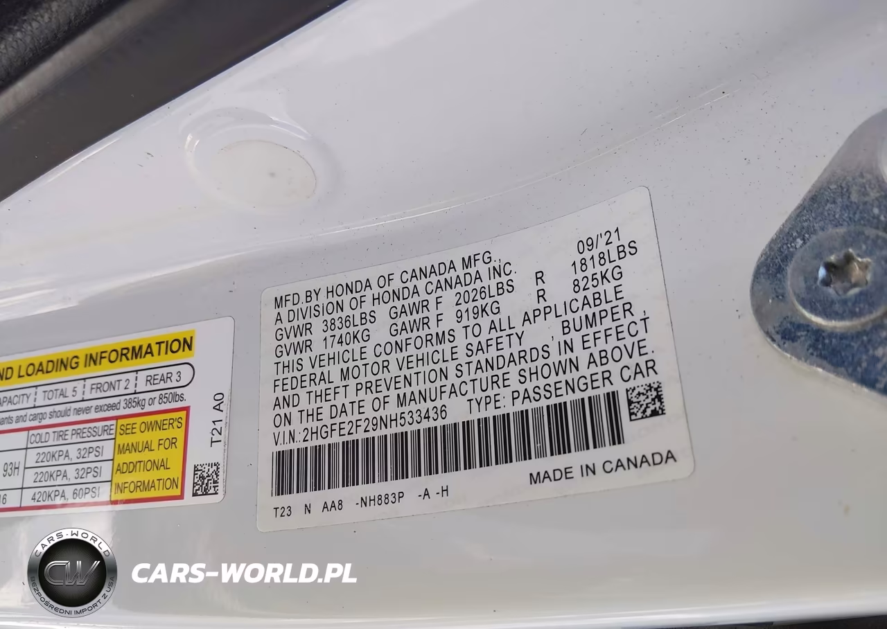 2022 Honda Civic Lx VIN:2HGFE2F29NH533436 - 9