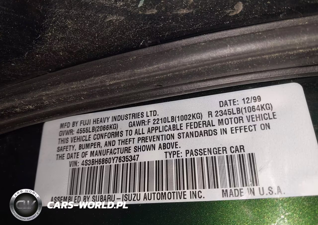 2000 Subaru Outback Limited VIN:4S3BH6860Y7635347 - 9