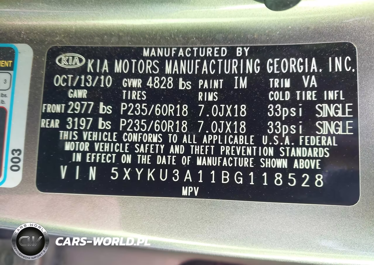 2011 Kia Sorento Ex VIN:5XYKU3A11BG118528 - 9