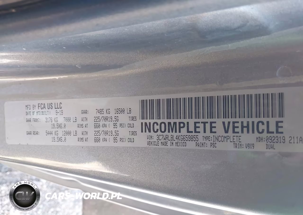 2019 Ram 4500 Chassis Tradesman-Slt VIN:3C7WRLBL4KG659855 - 8