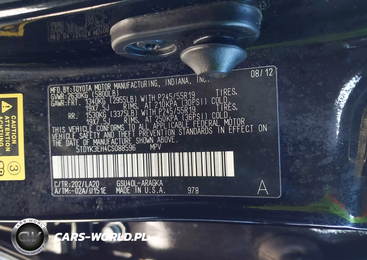 2012 Toyota Highlander Limited V6 VIN:5TDYK3EH4CS088596 - 9