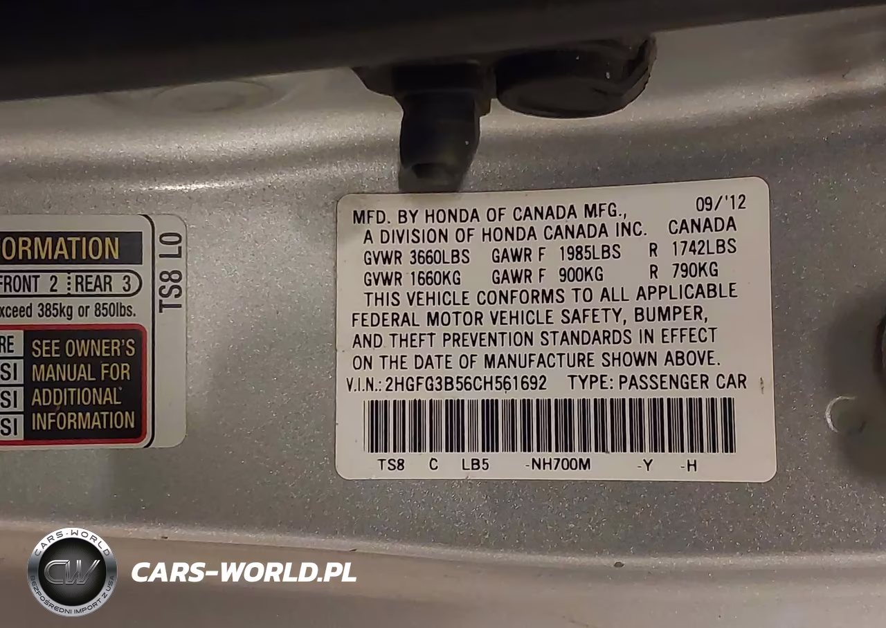 2012 Honda Civic Lx VIN:2HGFG3B56CH561692 - 9