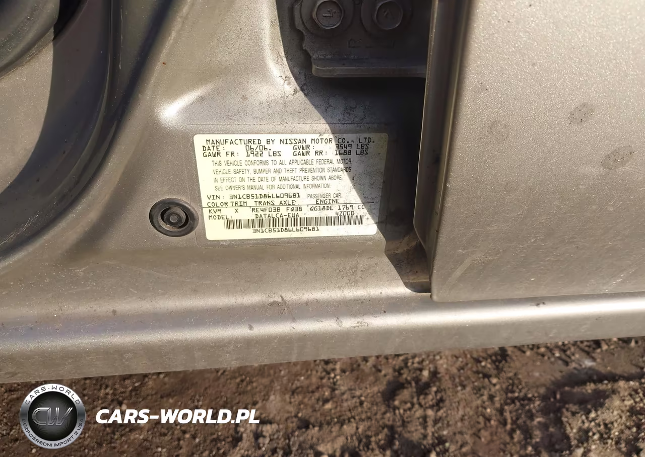 2006 Nissan Sentra 1.8 VIN:3N1CB51D86L609681 - 9