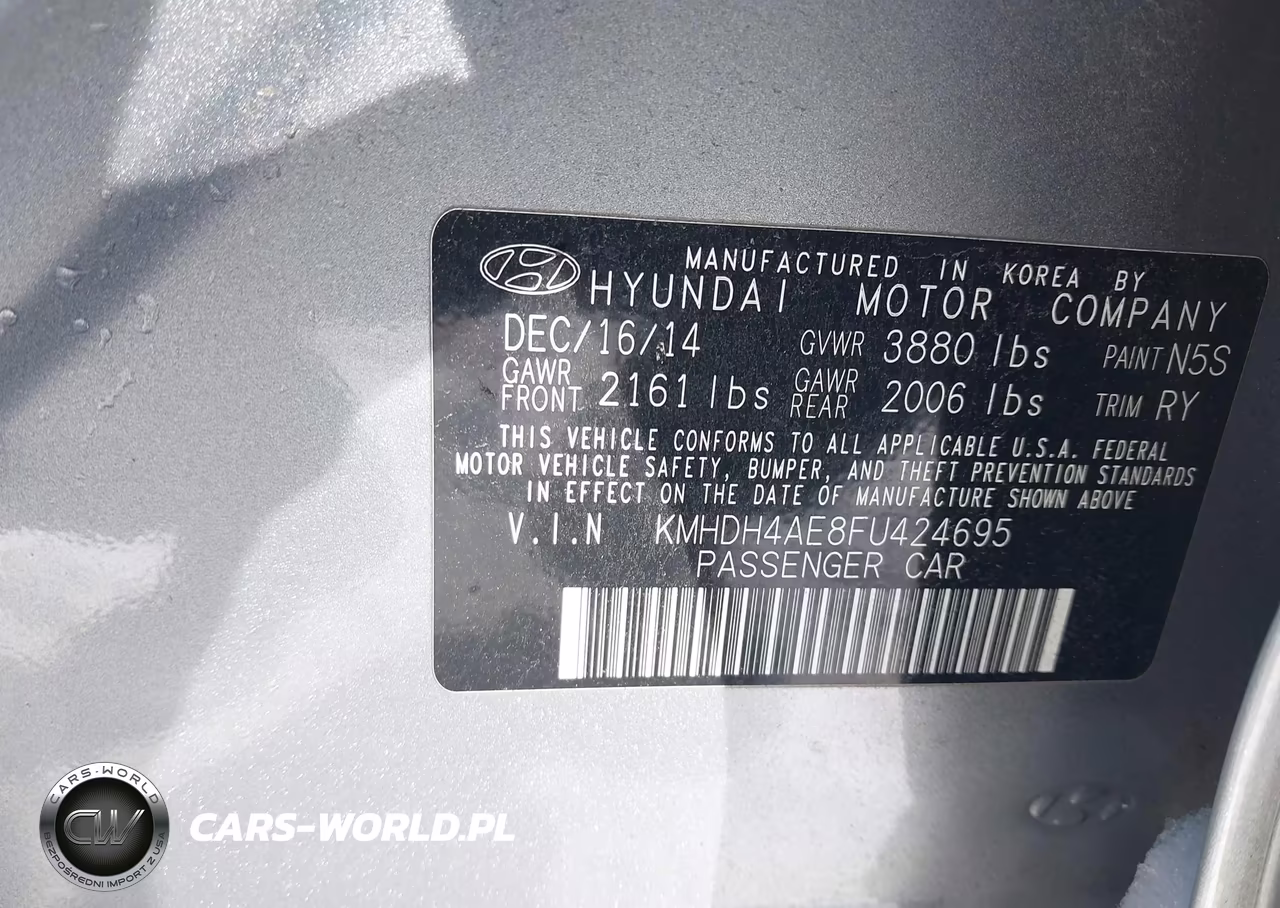 2015 Hyundai Elantra Limited VIN:KMHDH4AE8FU424695 - 9