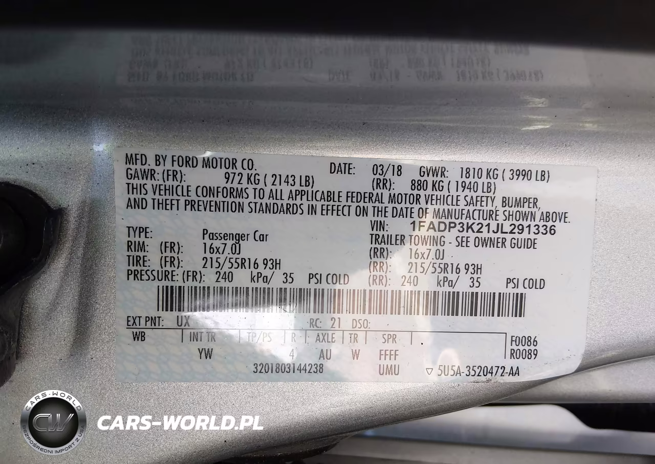 2018 Ford Focus Se VIN:1FADP3K21JL291336 - 9