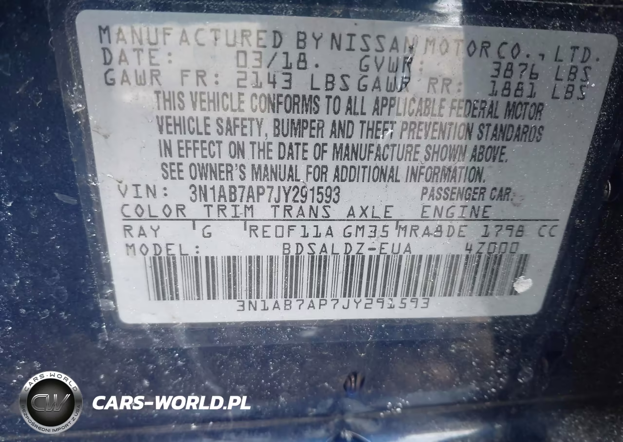 2018 Nissan Sentra Sv VIN:3N1AB7AP7JY291593 - 9