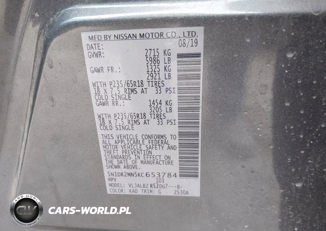 2019 Nissan Pathfinder S VIN:5N1DR2MN5KC653784 - 9