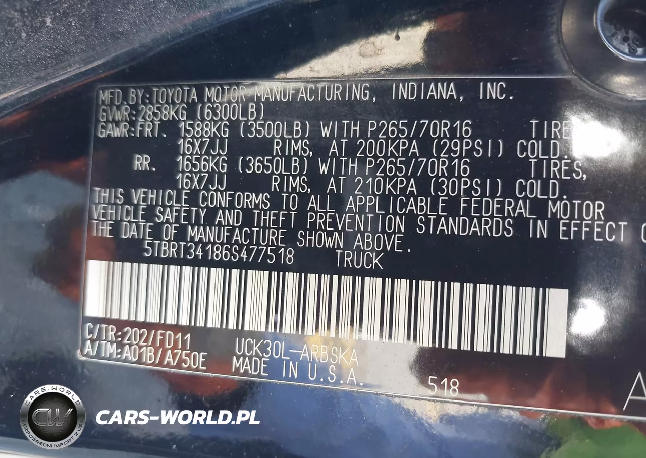 2006 Toyota Tundra Sr5 V8 VIN:5TBRT34186S477518 - 9