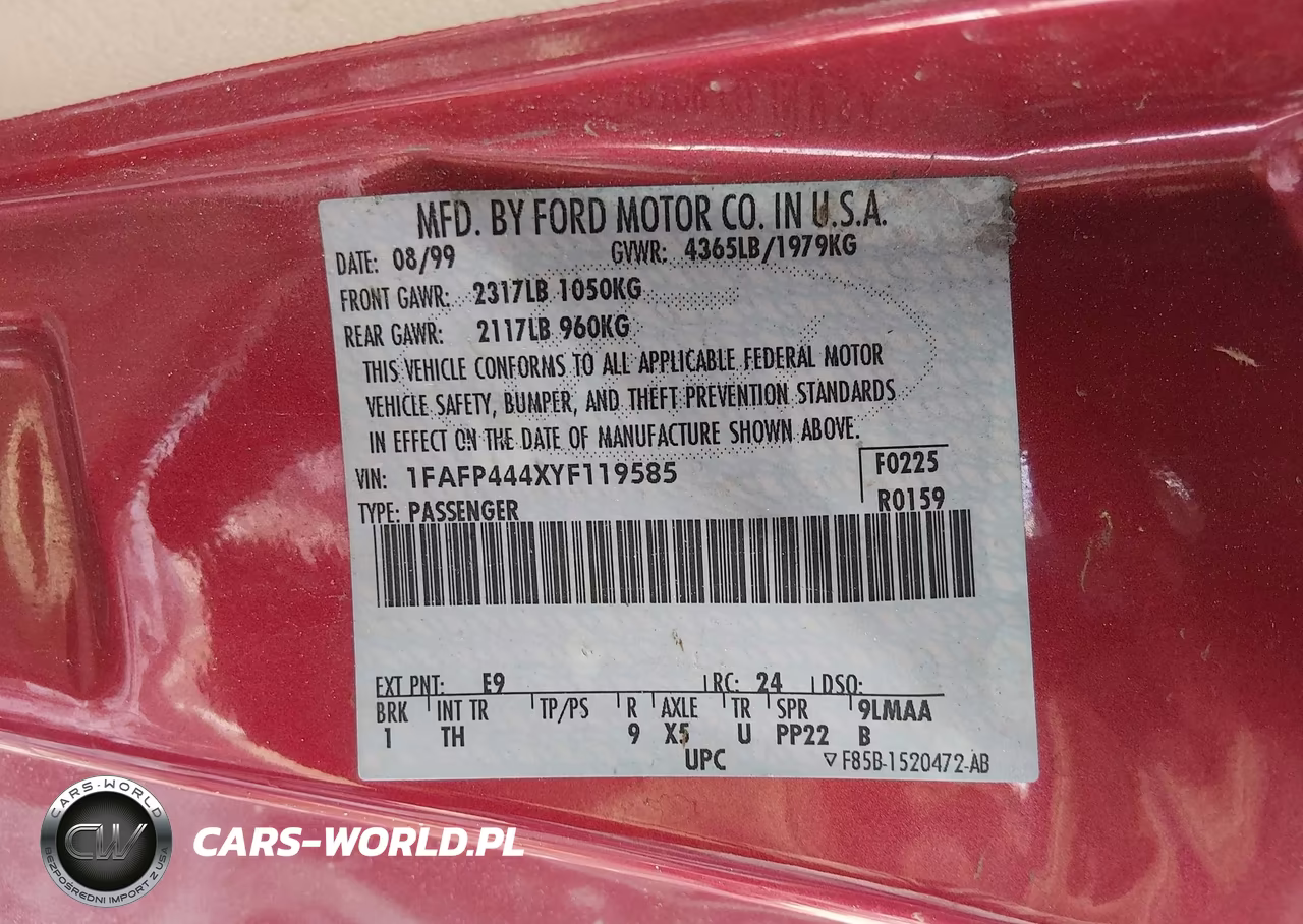 2000 Ford Mustang VIN:1FAFP444XYF119585 - 9