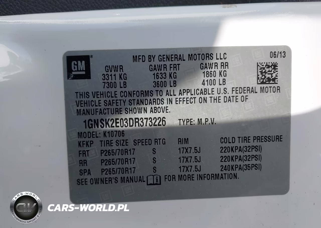2013 Chevrolet Tahoe Commercial Fleet VIN:1GNSK2E03DR373226 - 9