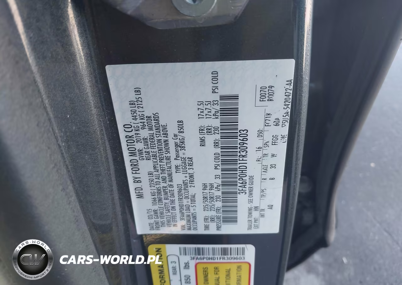 2015 Ford Fusion Se VIN:3FA6P0HD1FR309603 - 9