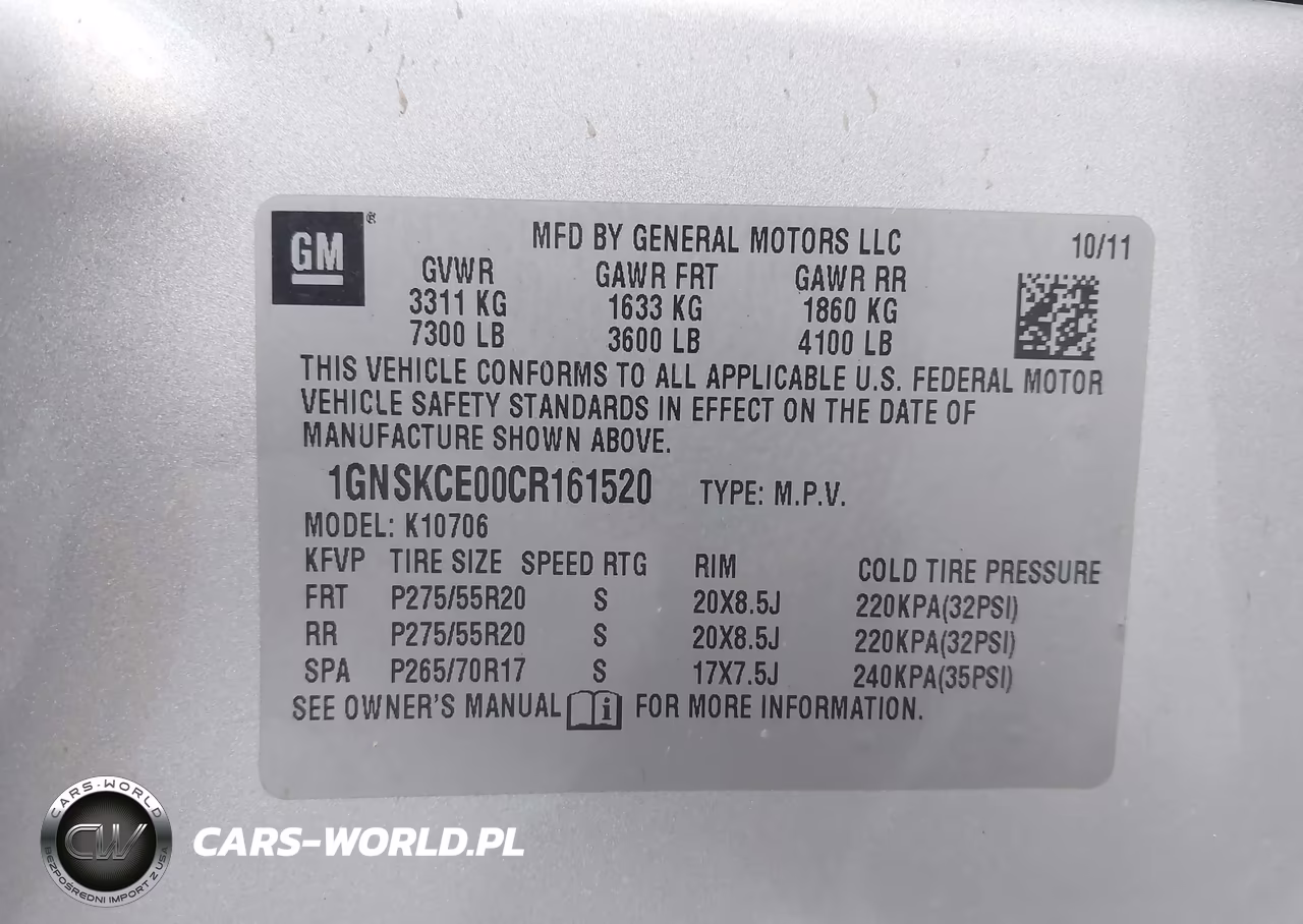 2012 Chevrolet Tahoe Ltz VIN:1GNSKCE00CR161520 - 9