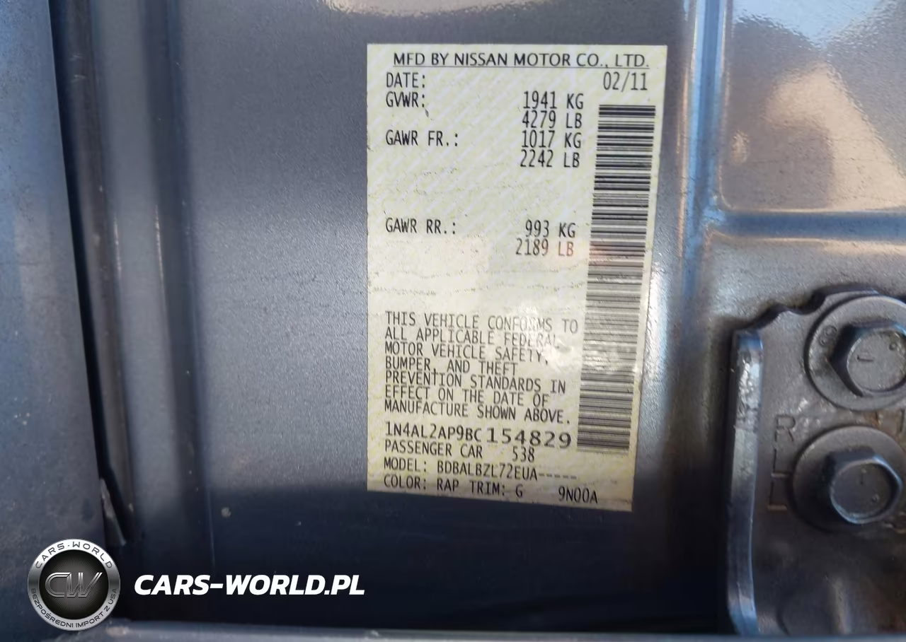 2011 Nissan Altima 2.5 S VIN:1N4AL2AP9BC154829 - 9