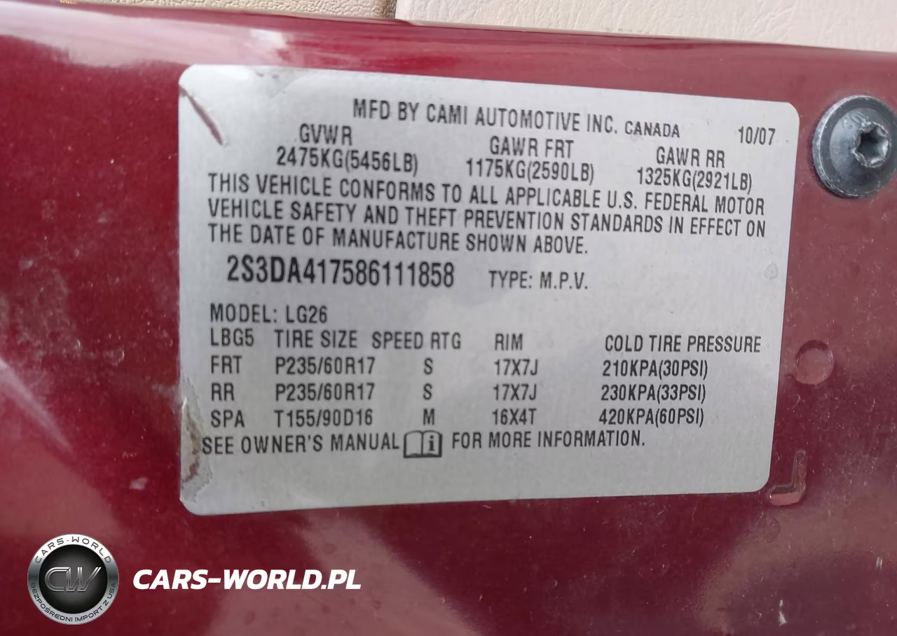 2008 Suzuki Xl7 Luxury VIN:2S3DA417586111858 - 9