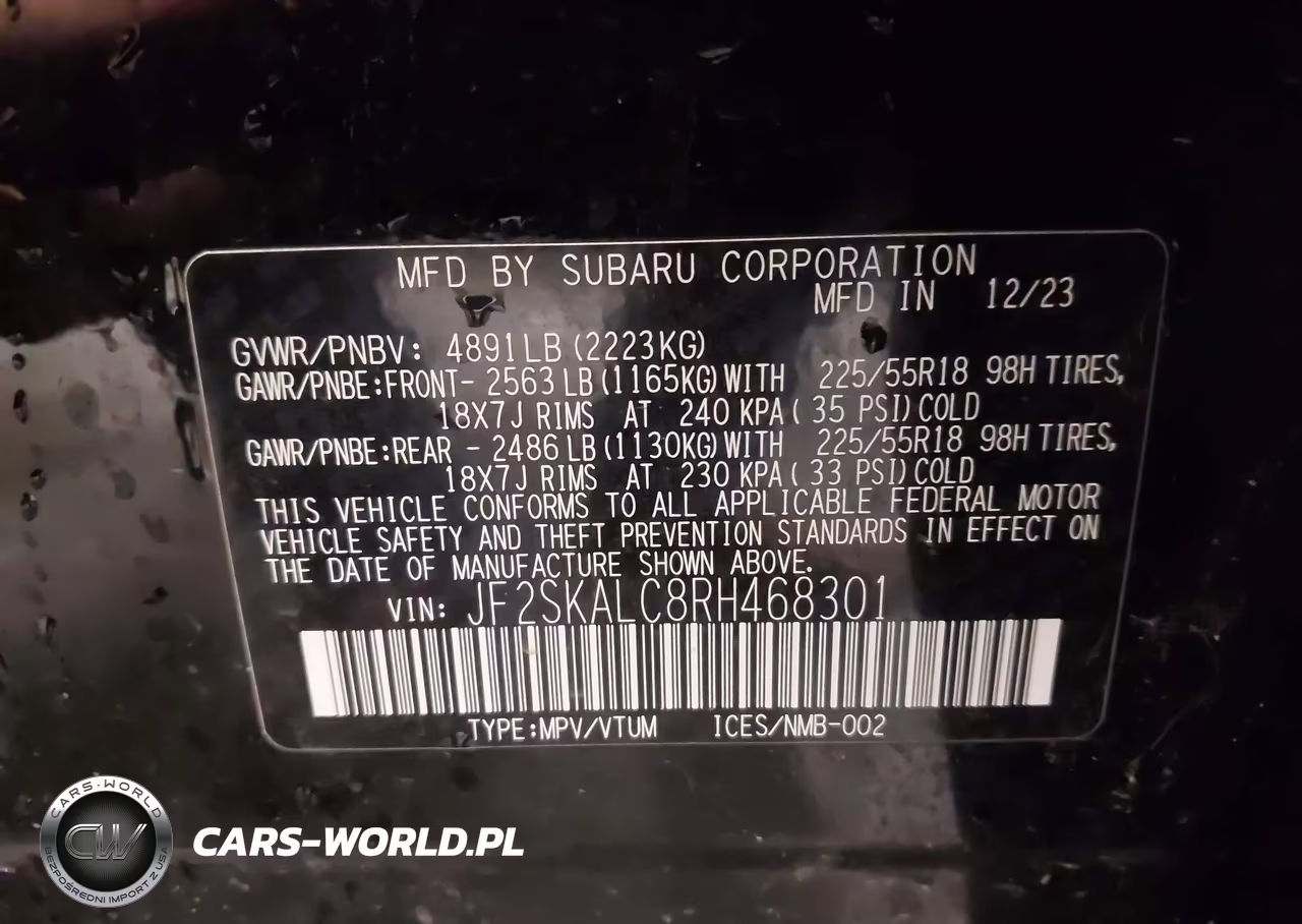 2024 Subaru Forester Limited VIN:JF2SKALC8RH468301 - 9