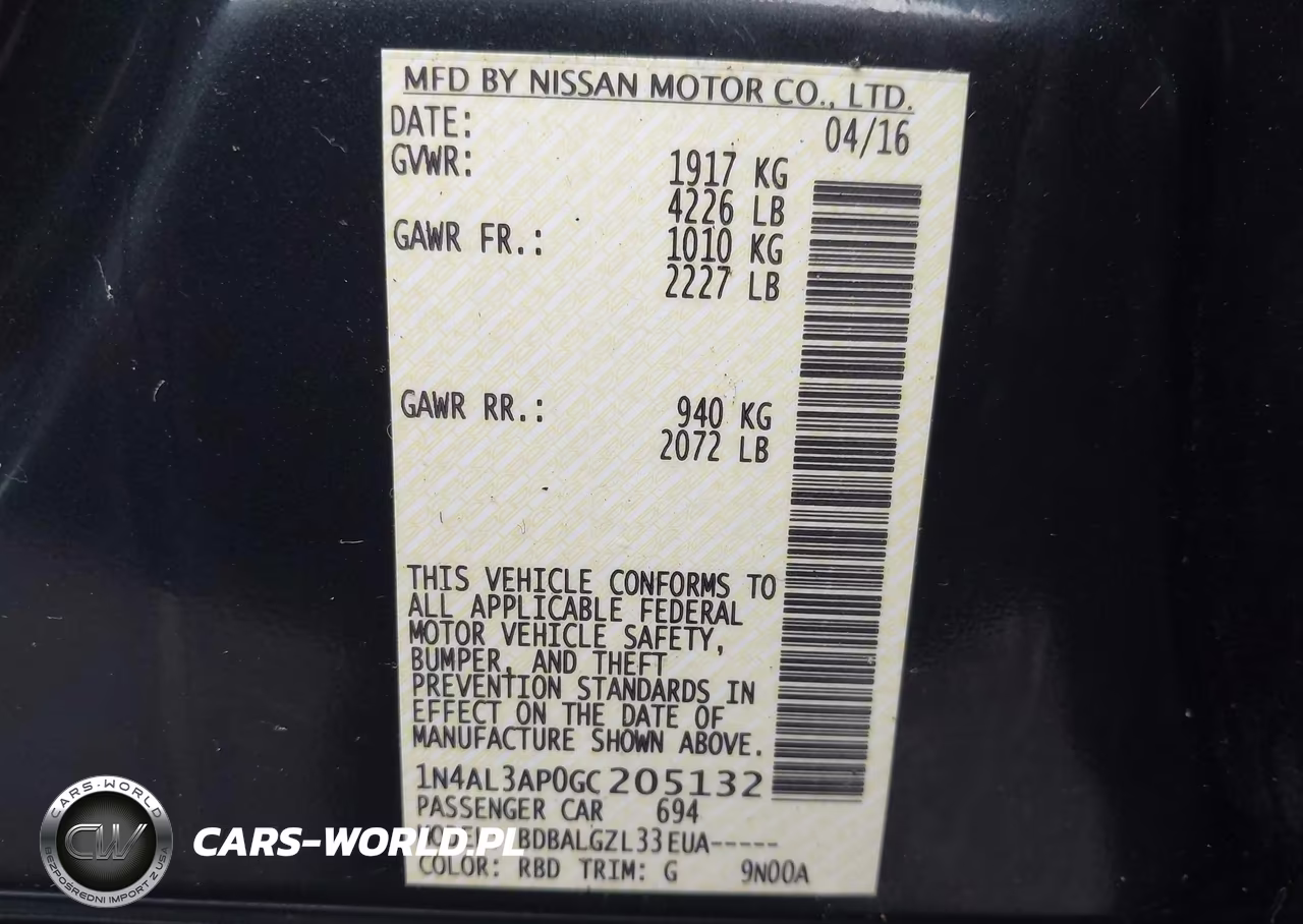 2016 Nissan Altima 2.5-2.5 S-2.5 Sl-2.5 Sr-2.5 Sv VIN:1N4AL3AP0GC205132 - 9