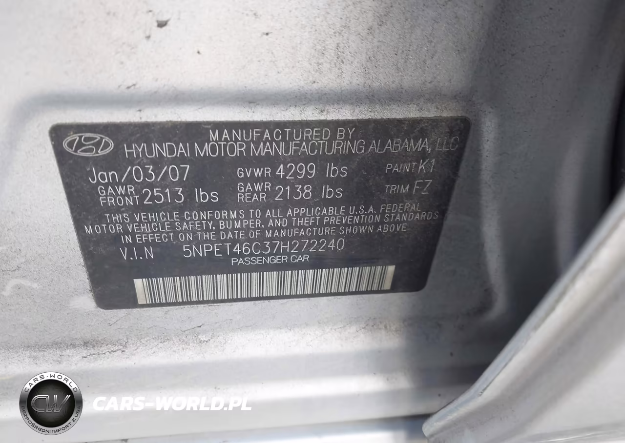 2007 Hyundai Sonata Gls VIN:5NPET46C37H272240 - 9