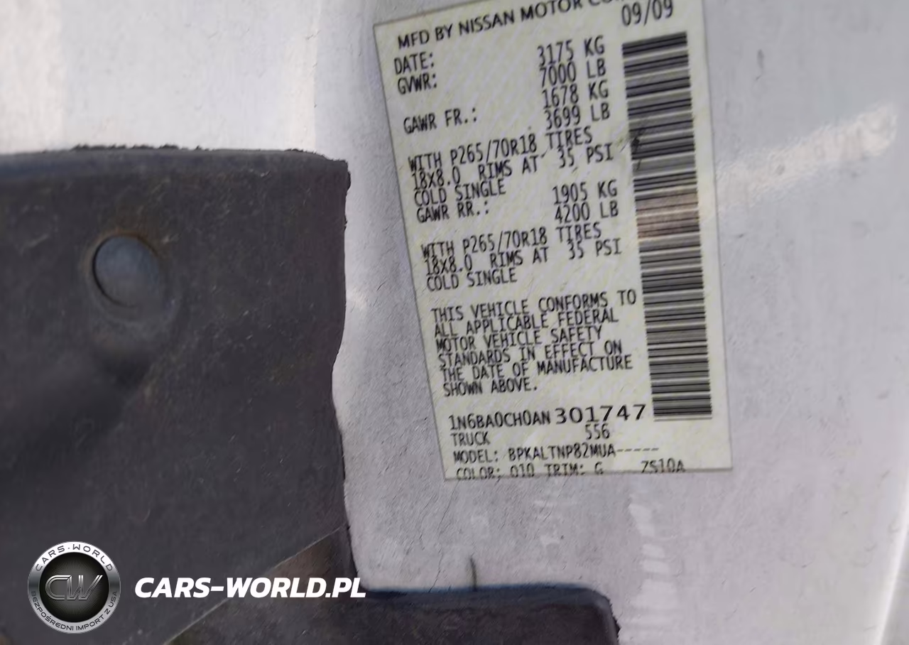2010 Nissan Titan Se VIN:1N6BA0CH0AN301747 - 9