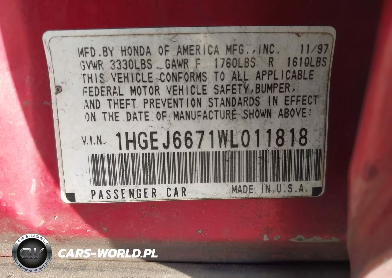 1998 Honda Civic Lx VIN:1HGEJ6671WL011818 - 9