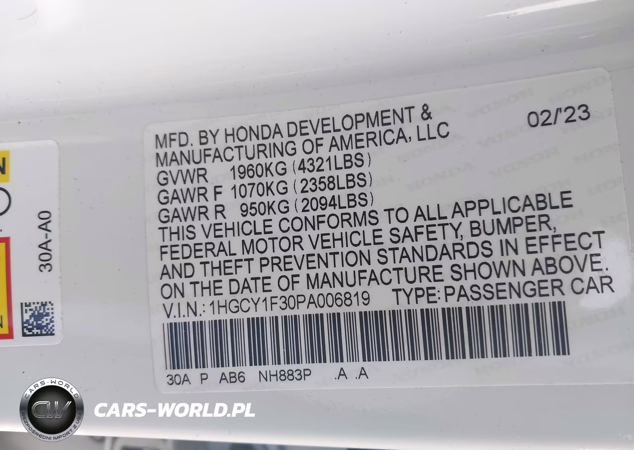 2023 Honda Accord Ex VIN:1HGCY1F30PA006819 - 9