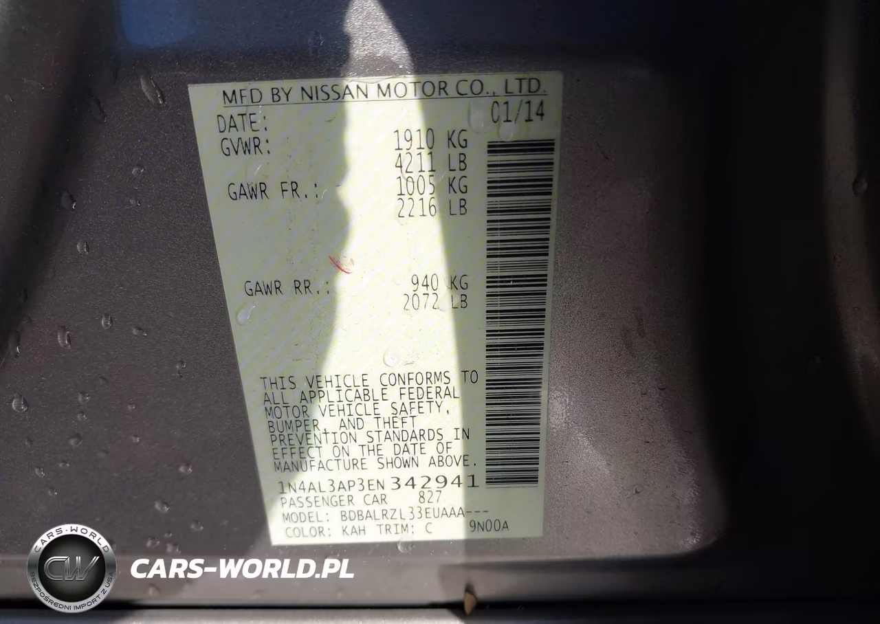 2014 Nissan Altima 2.5 S VIN:1N4AL3AP3EN342941 - 9