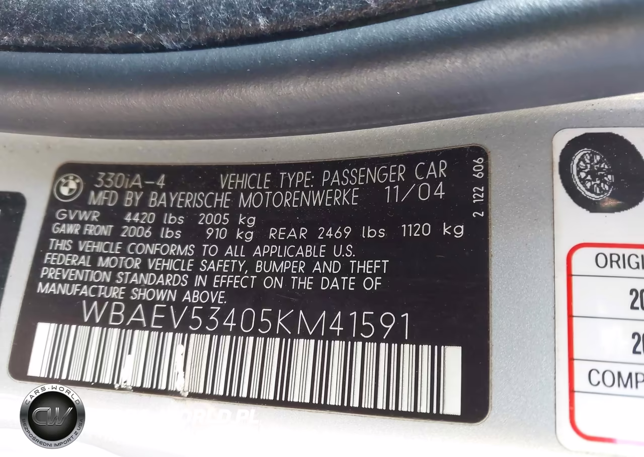 2005 BMW 330I VIN:WBAEV53405KM41591 - 9