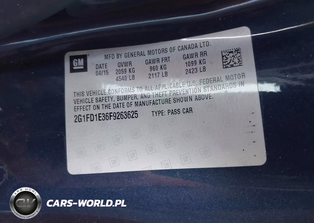 2015 Chevrolet Camaro 1Lt VIN:2G1FD1E36F9263625 - 9