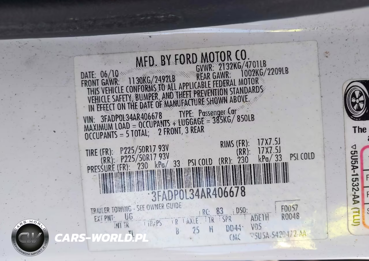 2010 Ford Fusion Hybrid VIN:3FADP0L34AR406678 - 9