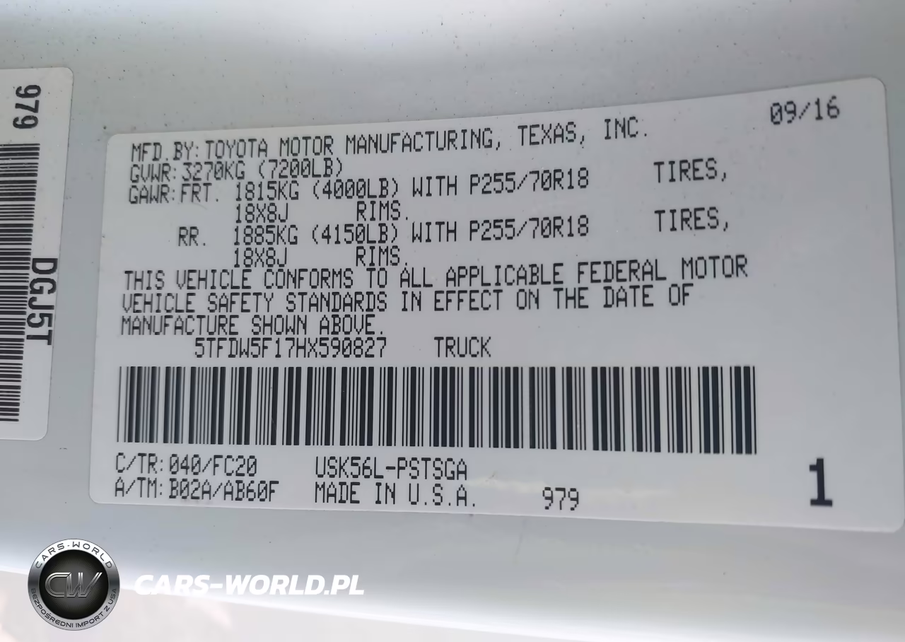 2017 Toyota Tundra Sr5 5.7L V8 VIN:5TFDW5F17HX590827 - 9