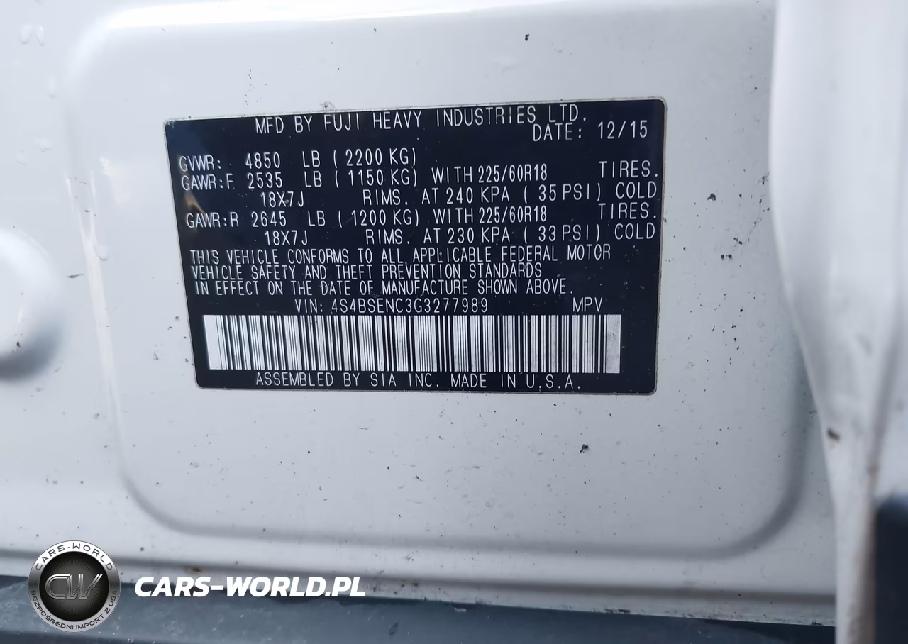 2016 Subaru Outback 3.6R Limited VIN:4S4BSENC3G3277989 - 9