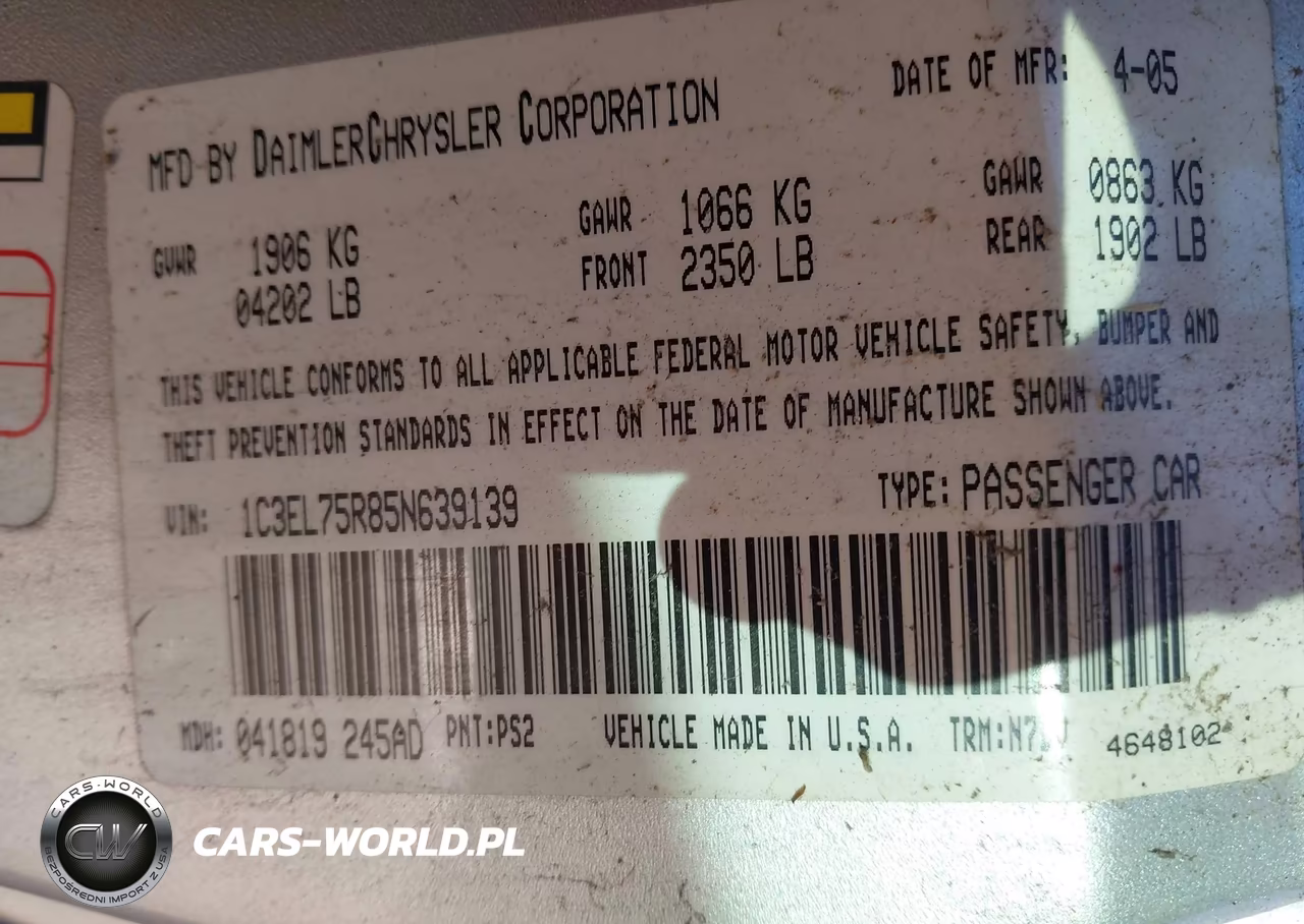2005 Chrysler Sebring Gtc VIN:1C3EL75R85N639139 - 9