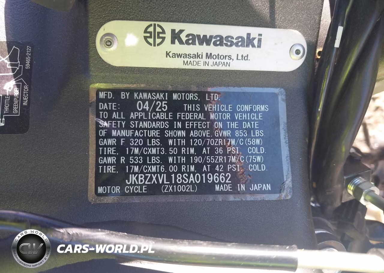 2025 Kawasaki Zx1002 L VIN:JKBZXVL18SA019662 - 10