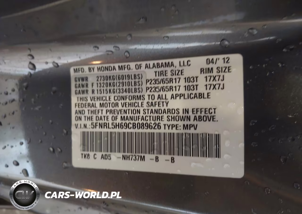 2012 Honda Odyssey Ex-L VIN:5FNRL5H69CB089626 - 9
