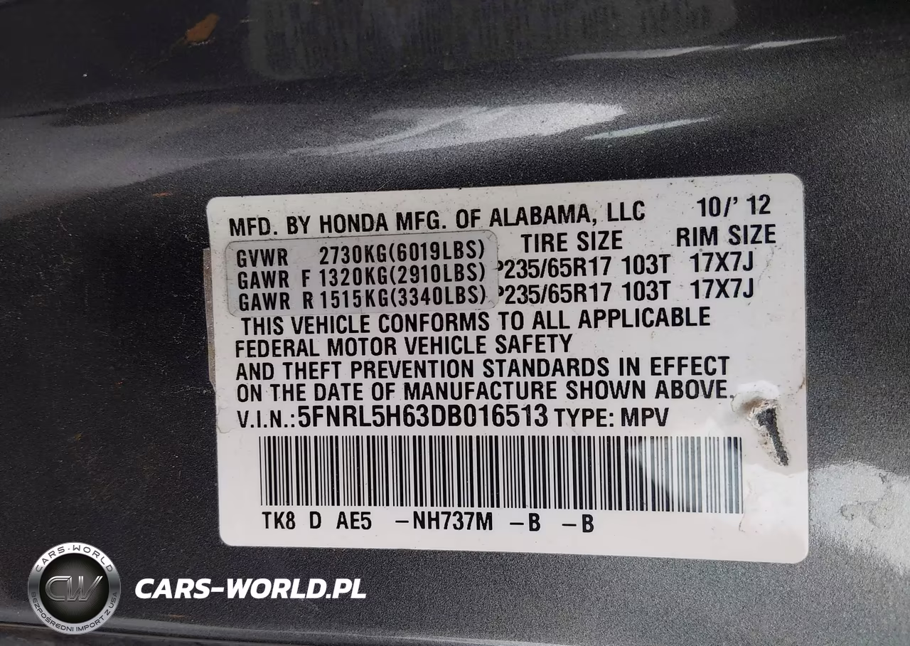 2013 Honda Odyssey Ex-L VIN:5FNRL5H63DB016513 - 9