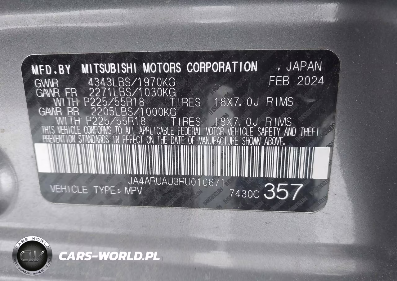 2024 Mitsubishi Outlander Sport 2.0 Es Awc VIN:JA4ARUAU3RU010671 - 9