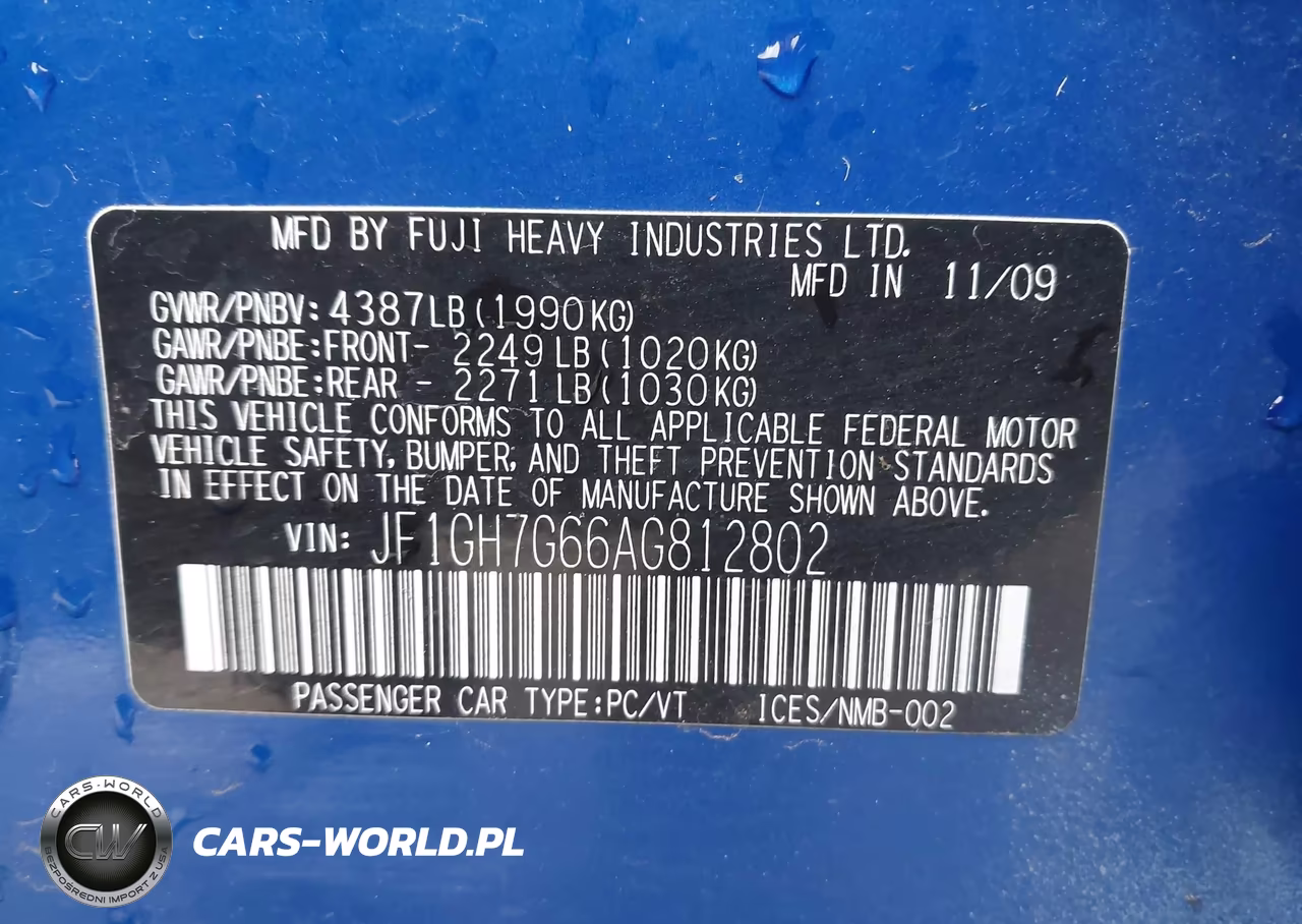 2010 Subaru Impreza Wrx VIN:JF1GH7G66AG812802 - 9