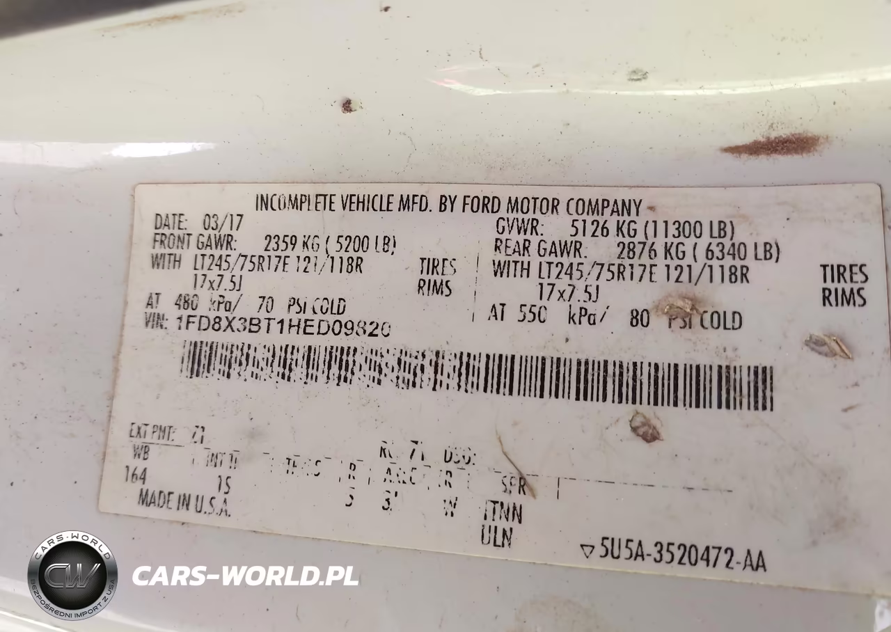 2017 Ford F-350 Xl VIN:1FD8X3BT1HED09820 - 9
