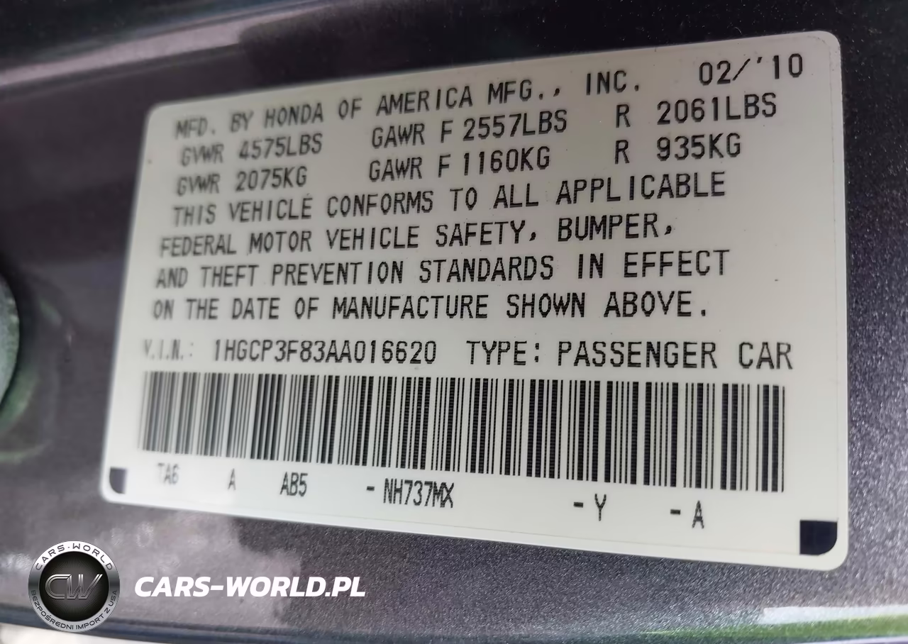 2010 Honda Accord 3.5 Ex-L VIN:1HGCP3F83AA016620 - 9
