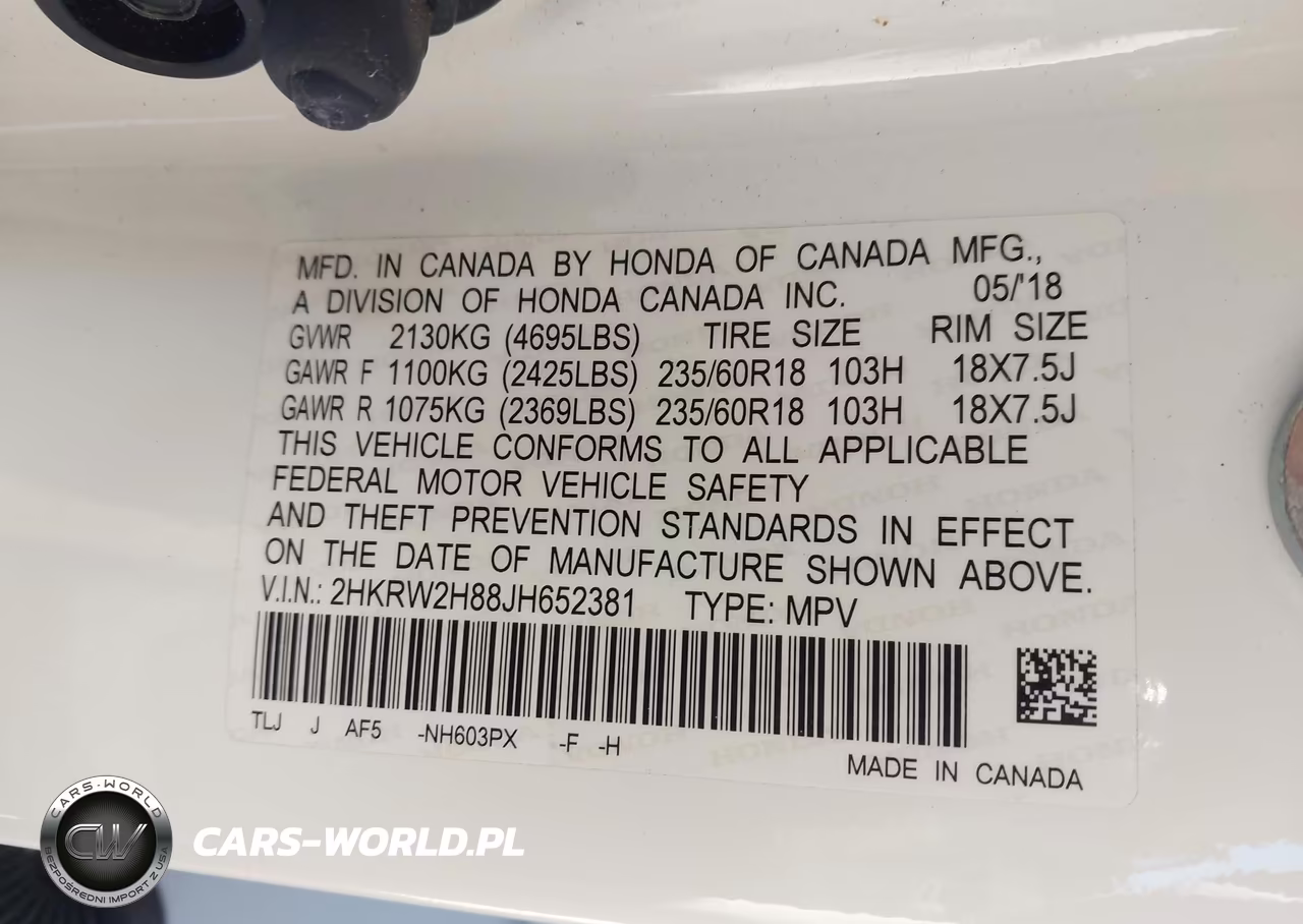 2018 Honda Cr-V Ex-L-Ex-L Navi VIN:2HKRW2H88JH652381 - 9