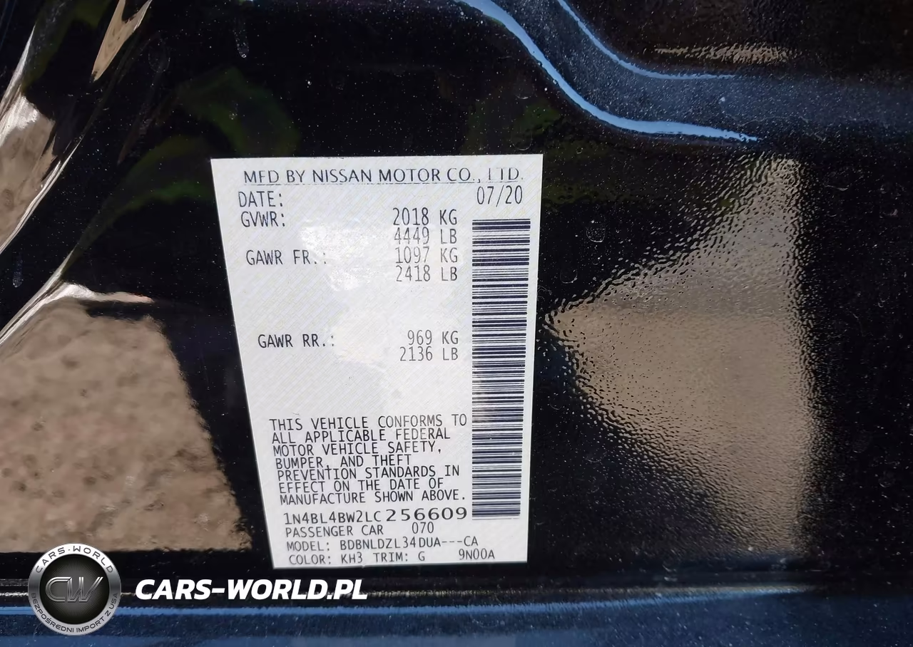 2020 Nissan Altima S Intelligent Awd VIN:1N4BL4BW2LC256609 - 9