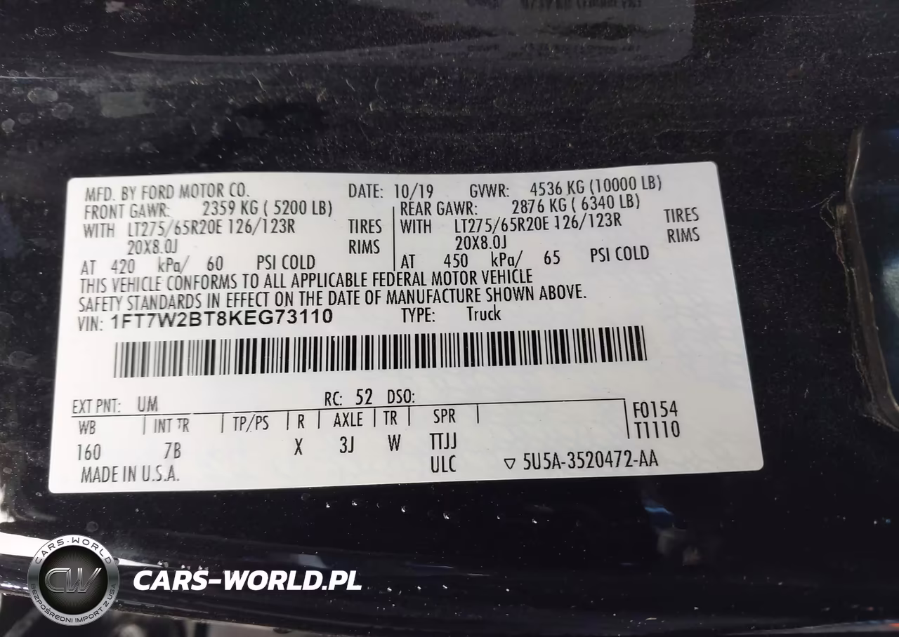 2019 Ford F-250 Platinum VIN:1FT7W2BT8KEG73110 - 9