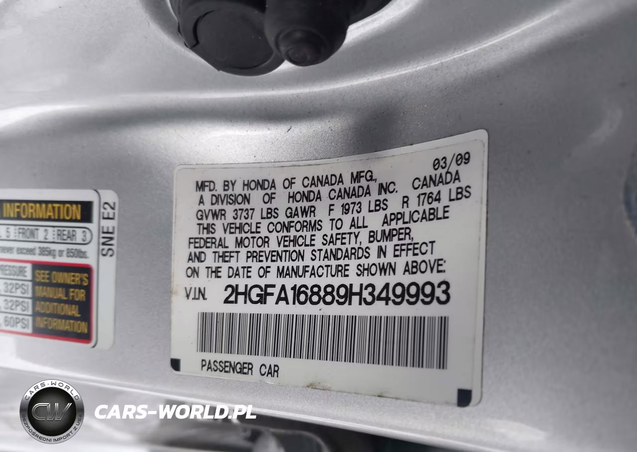 2009 Honda Civic Ex VIN:2HGFA16889H349993 - 9