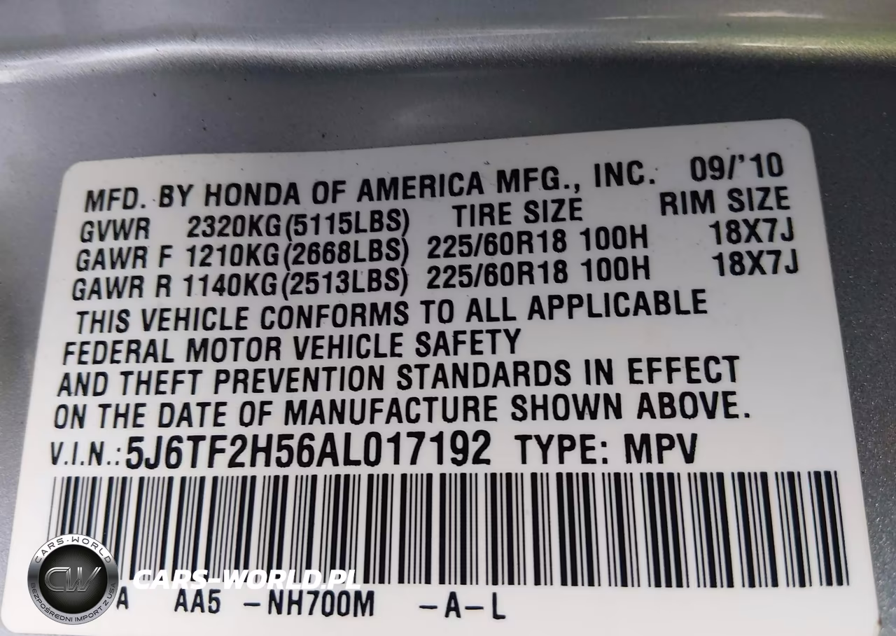 2010 Honda Accord Crosstour Ex-L VIN:5J6TF2H56AL017192 - 9