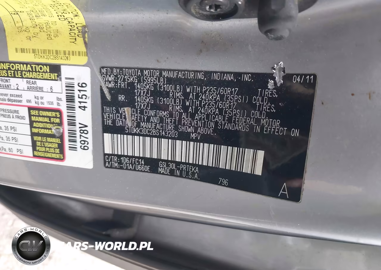 2011 Toyota Sienna Le V6 VIN:5TDKK3DC2BS143203 - 9